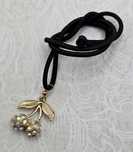 Złote wisienki czereśnie naszyjnik kolia choker kryształki glamour