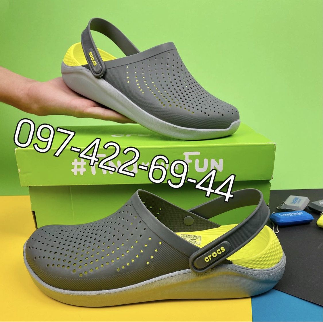 Крокс Crocs LiteRide Grey/LightGreen для мужчин и женщин