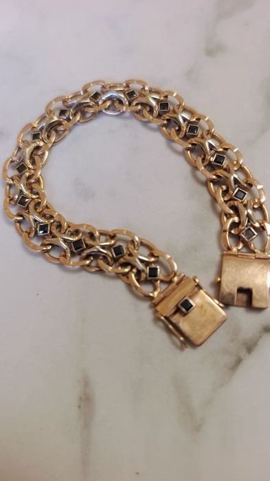 Золотий браслет 23 см 585 проби з камнямии