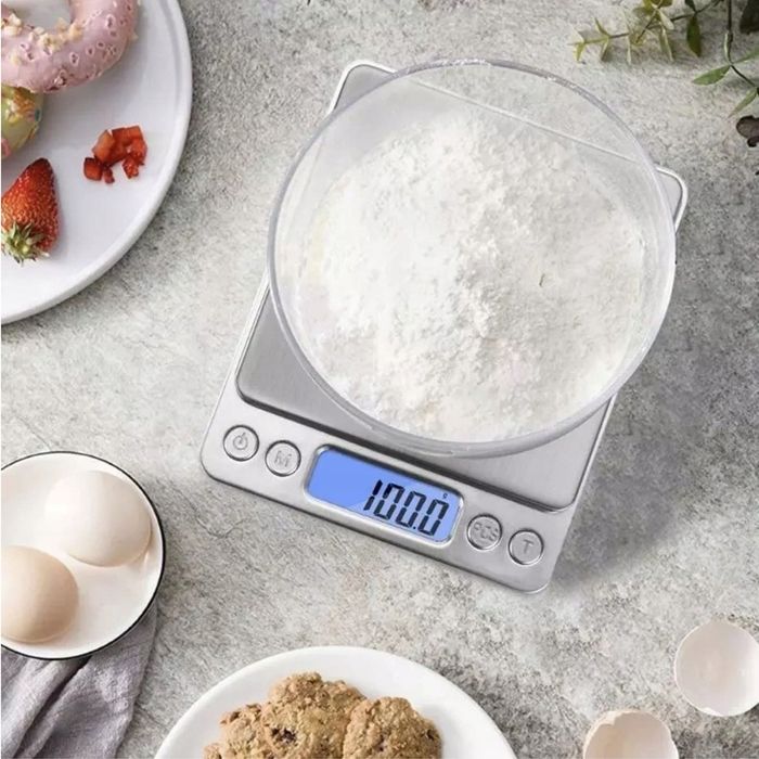 Waga jubilerska kuchenna LCD Dokładny Pomiar 0,1-500G Srebrna