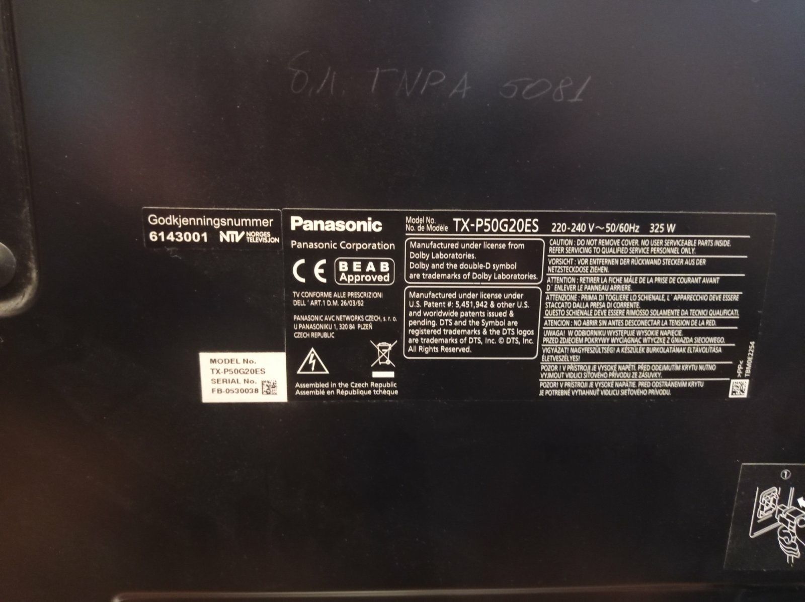 Panasonic 50" FullHD TX P50G20ES, p