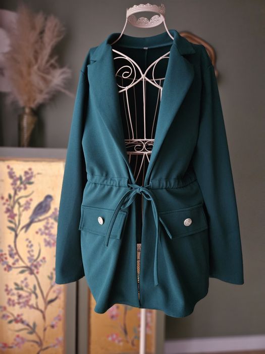 Marynarka Damska  Szmaragdowa Ze Sznurkiem i Złotymi Guzikami 42 narzu