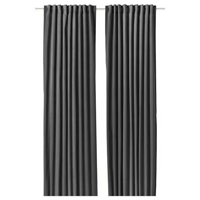 NOWE 140x250 IKEA SANELA Zasłony Ciemno Szary Grafit 2Szt Para AKSAMIT