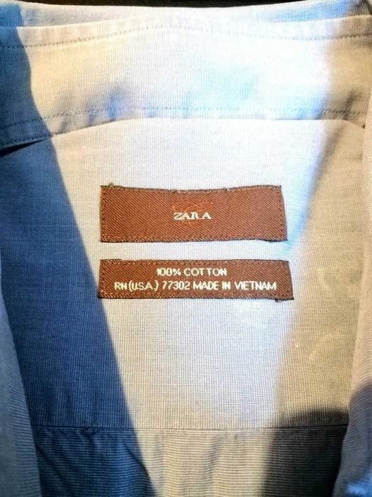 Koszul męska ZARA niebieska 100% Bawełna XXL