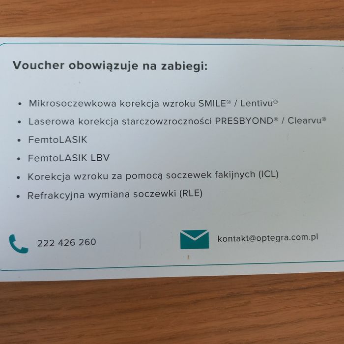 Voucher 500 zl na laserowa korekcję wzroku w optegra