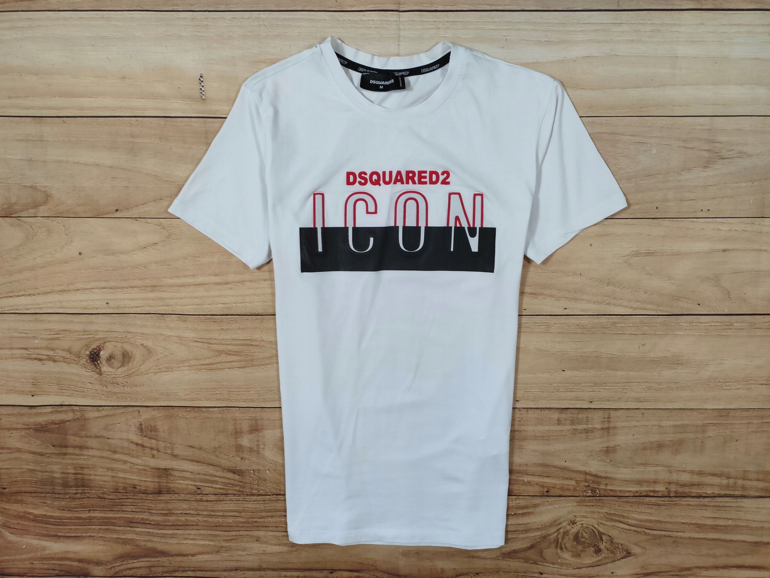 DSQUARED2 Koszulka Męska T-Shirt Biała Logowana r. S/M