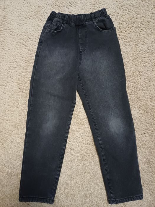 Утеплені джинси чорні для хлопчика 134 р