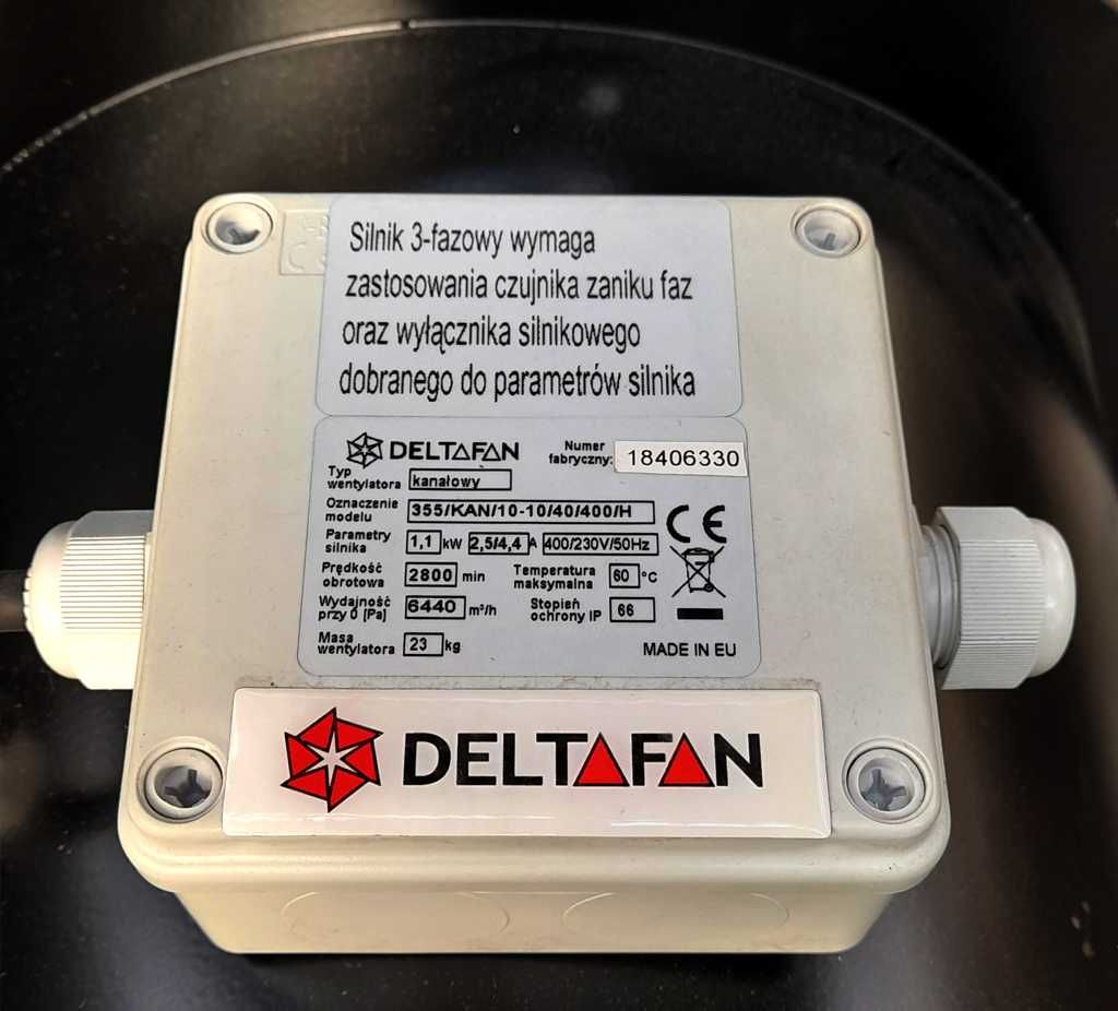 Wentylator kanałowy tłoczący DELTAFAN fi 355 - 1,1kW 400V