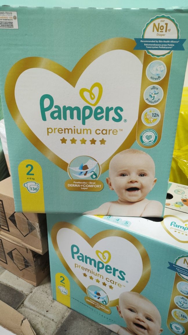 Pampers premium care 136шт розмір 2 підгузники