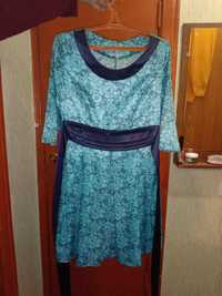 Сукня атласна синя, плаття атласне