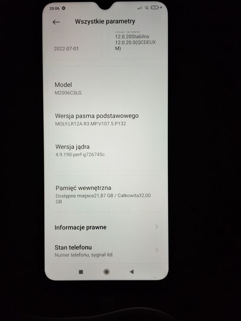 Uszkodzony telefon Redmi 9A