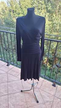 Czarna sukienka midi długi rękaw 97 % wiskoza Bravissimo rozmiar L 40