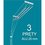 Suszarka sufitowa 3 pręty 170x24,5cm fi25 alum
