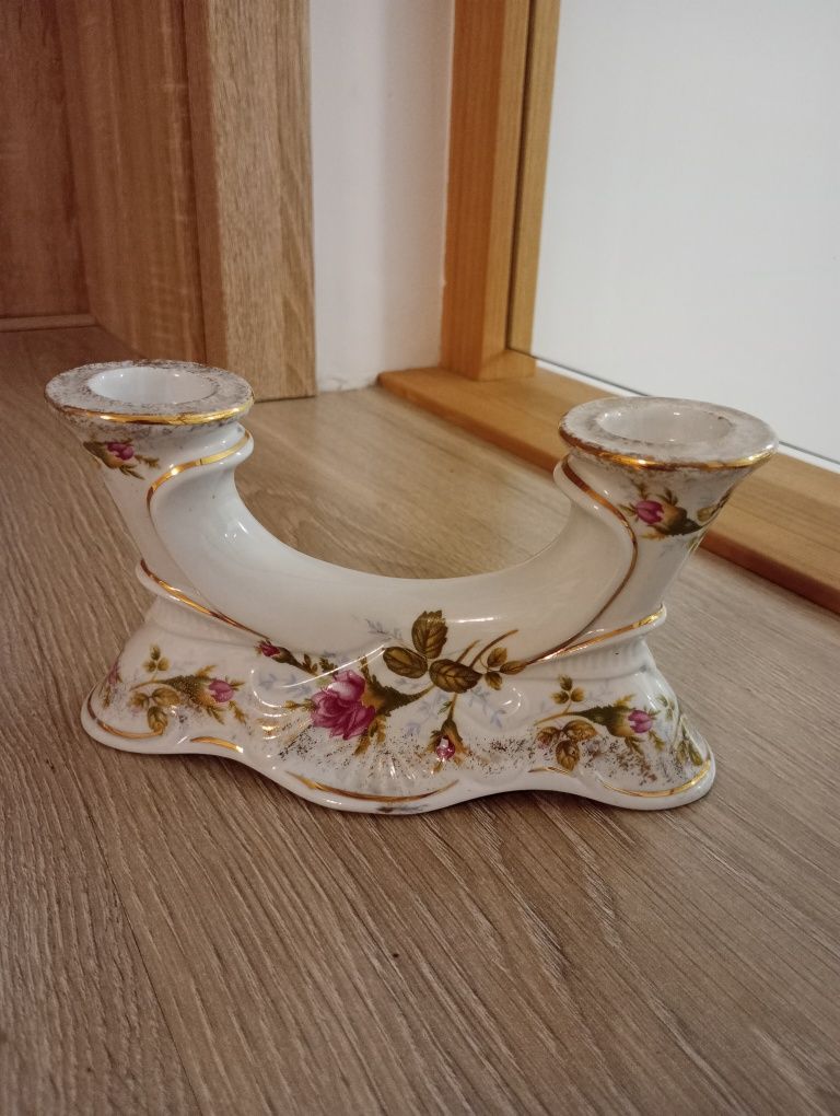 Stary świecznik porcelanowy Chodzież