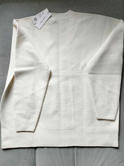 Sweter Calvin Klein, ecru, NOWY z metką, wełniany, 100% wełny