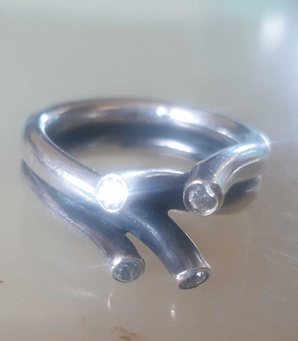 Stary srebrny pierścionek autorski