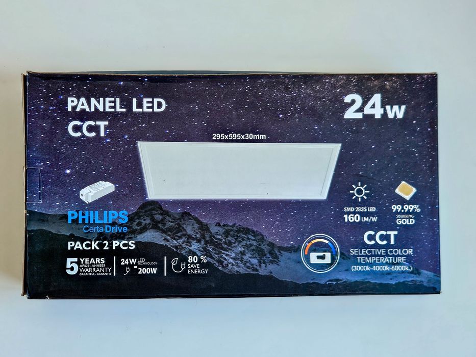 2x Painel LED CCT 24W 60×30cm com driver Philips Certadrive — NOVOS