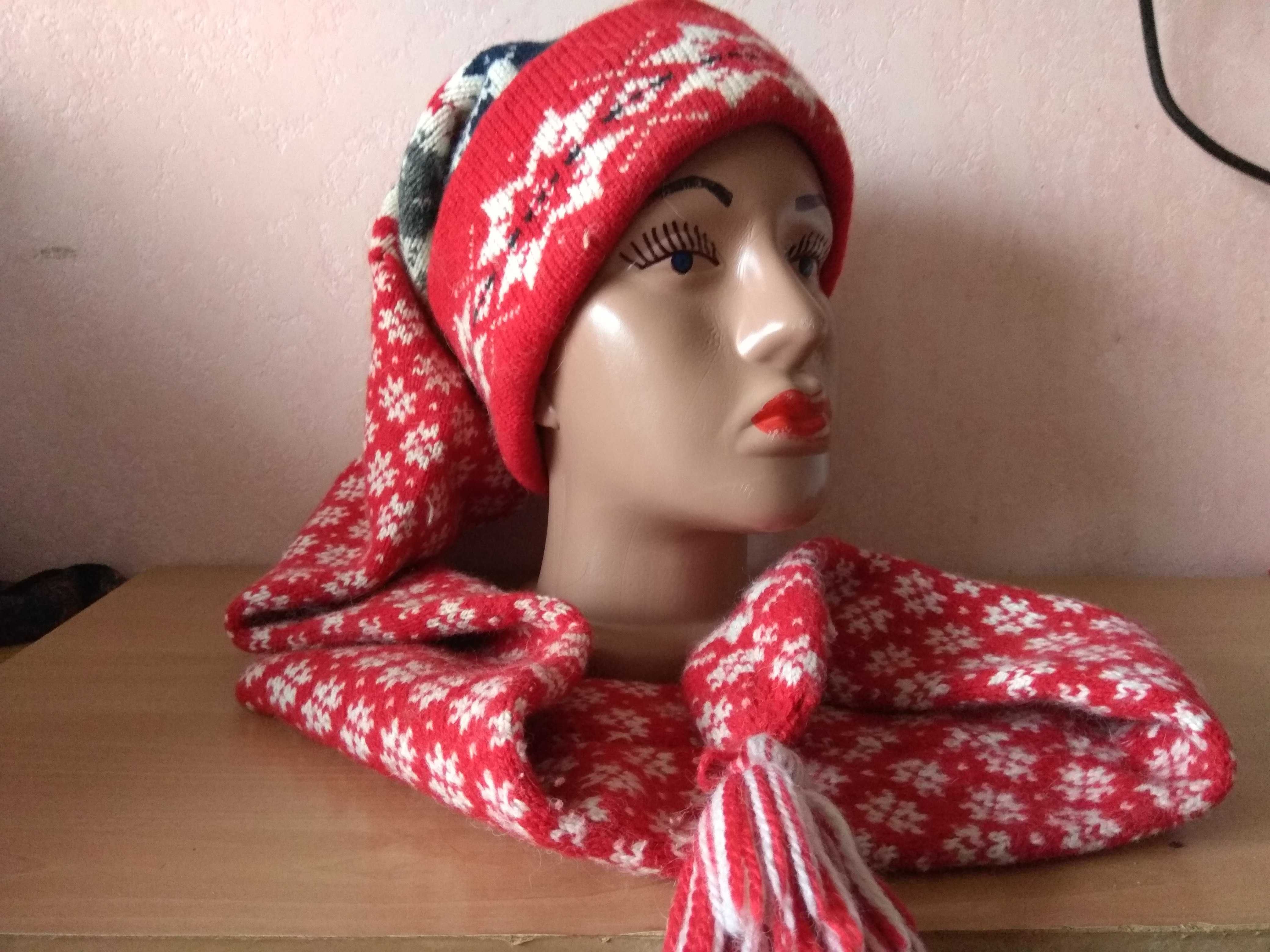 Рождественская шерстяная  шапка-шарф