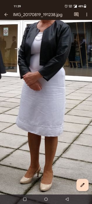 Biała sukienka r. 40 L Len