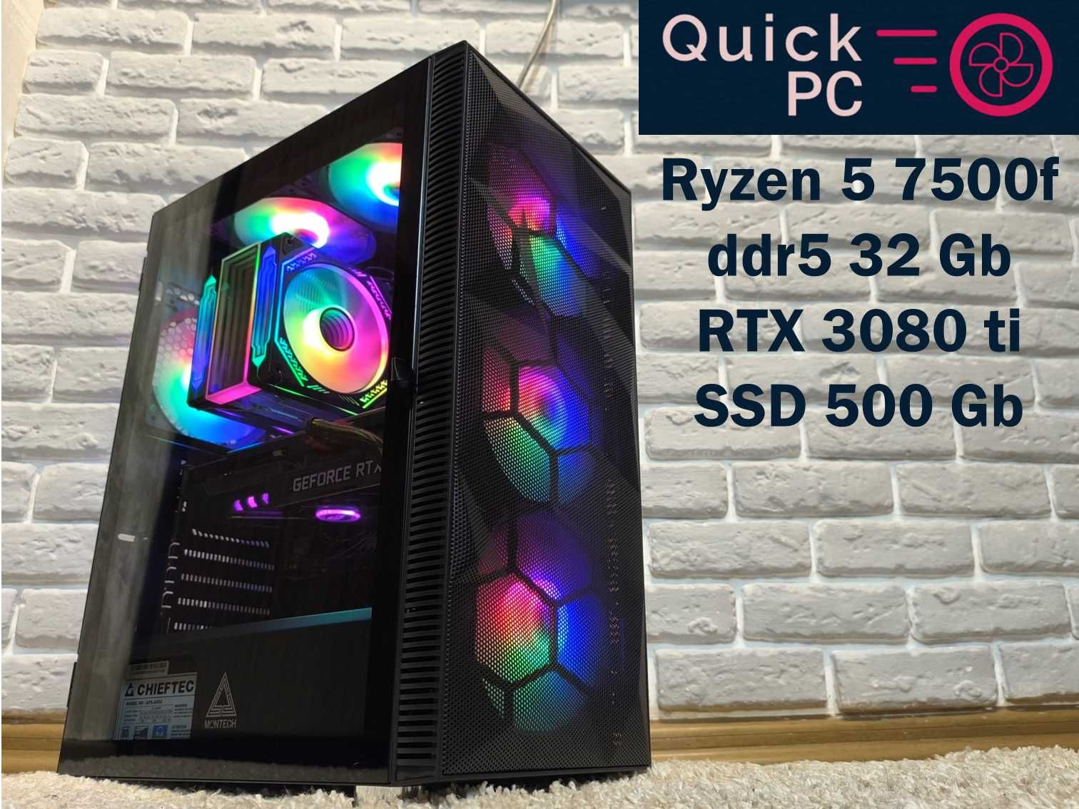ГАРАНТІЯ! RTX 3080ti, Rzen 5 7500f, 32 gb ddr5 Ігровий ПК компьютер