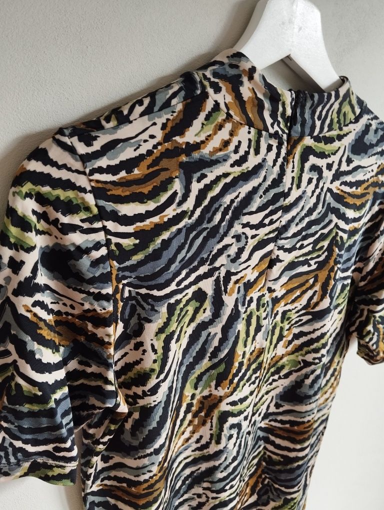 Bluzka z wiskozy w kolorach ziemi, wzór tygrys r. S Alice Bizous