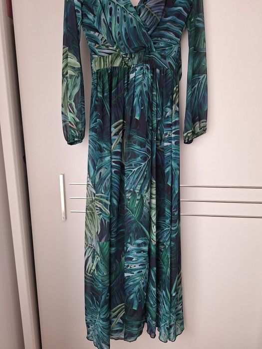 Sukienka maxi Roco 36, S zielona monstery wesele