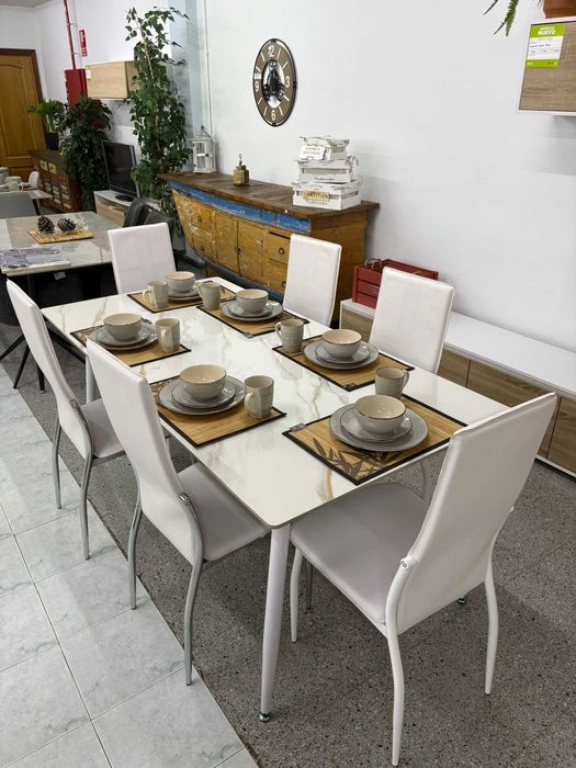 oferta mesa 180x90cm e 6 cadeiras novas