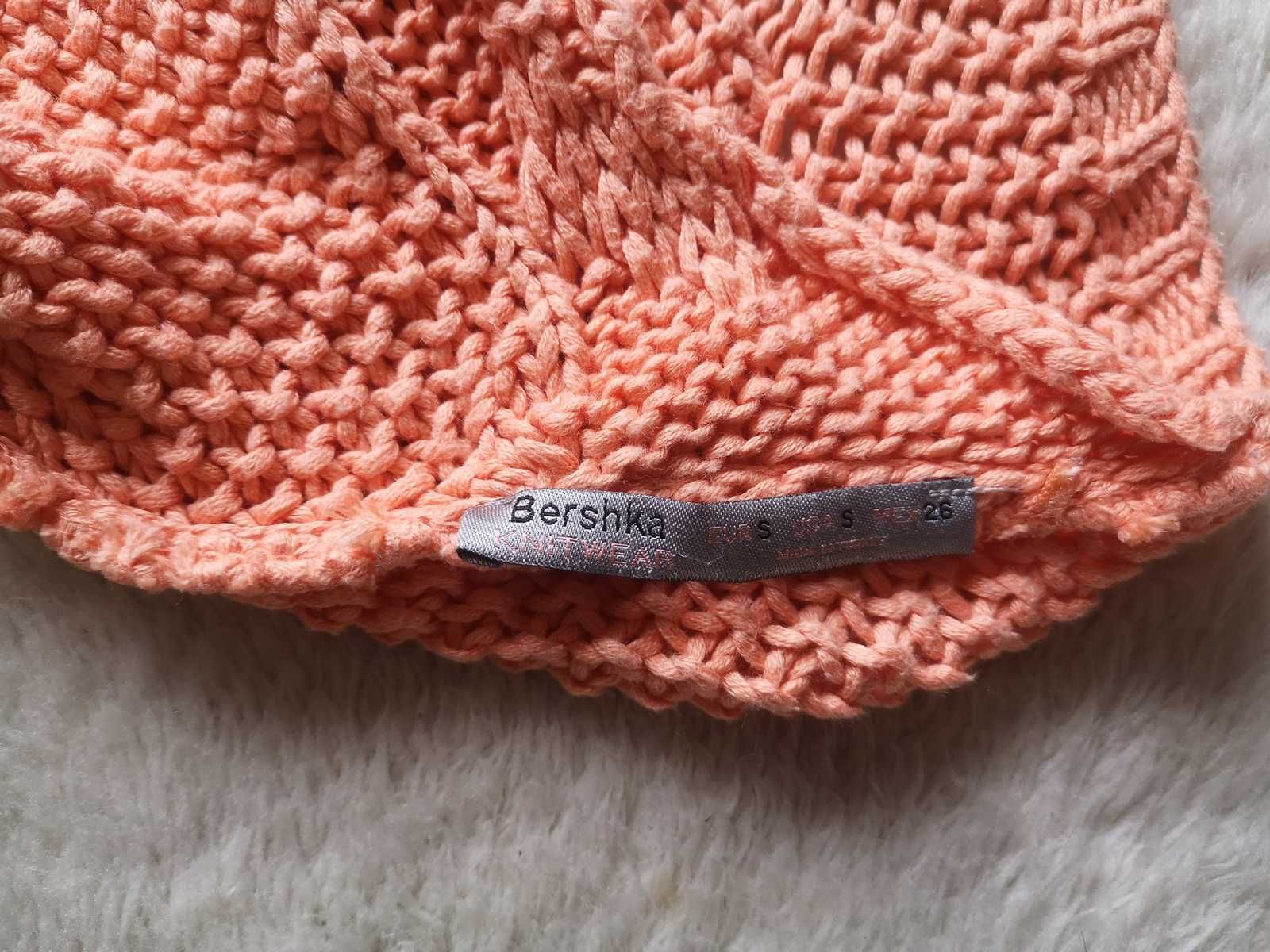 Pomarańczowy sweter z warkoczem Bershka 36 S sweterek orange