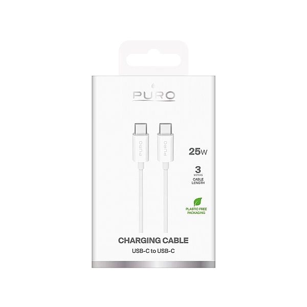 Kabel Puro TPE 25W USB-C - USB-C 3m - biały