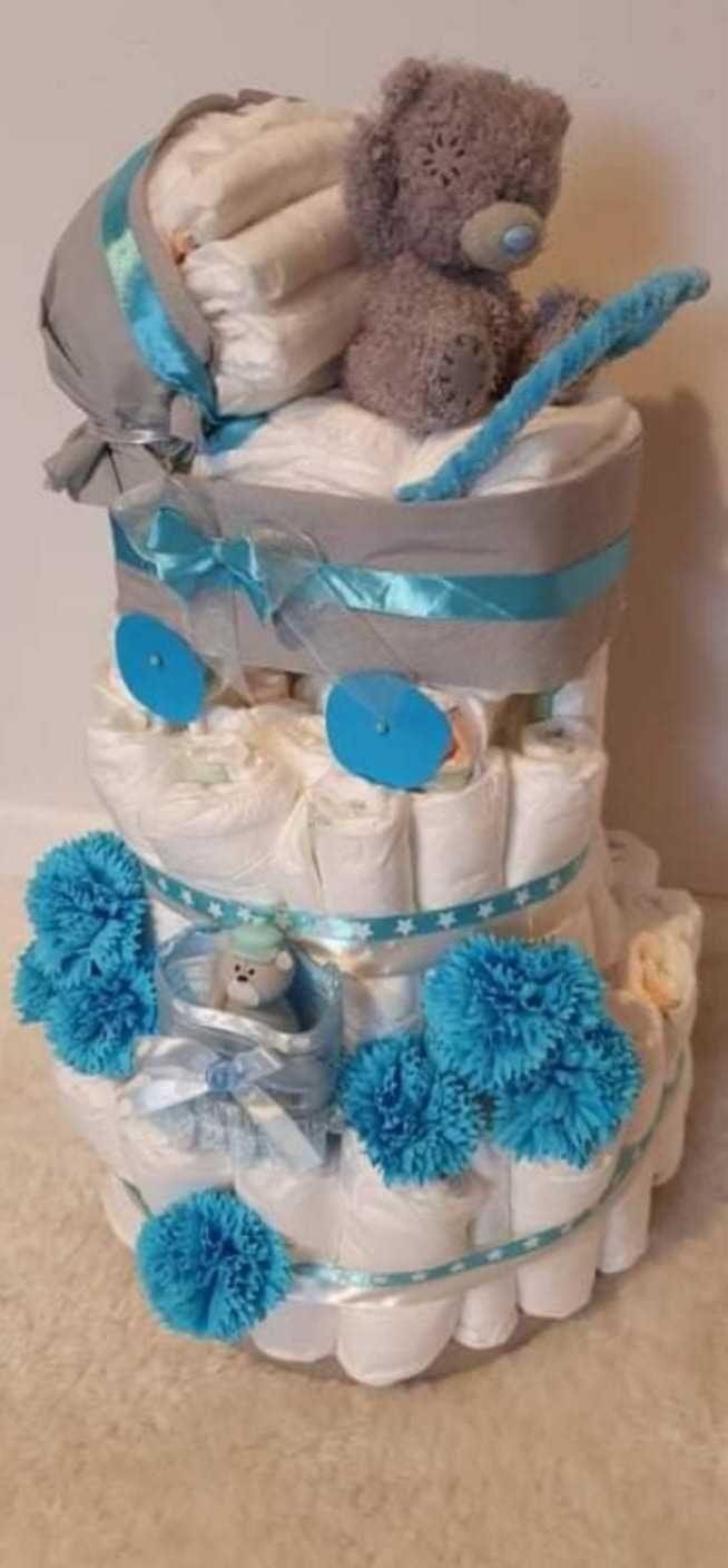 Spersonalizowany TORT z pieluch baby shower / chrzciny / narodziny