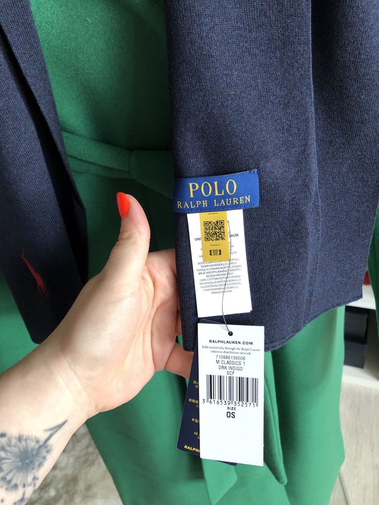 Polo ralph lauren szal bawełniany uniseks unisex granatowy szal