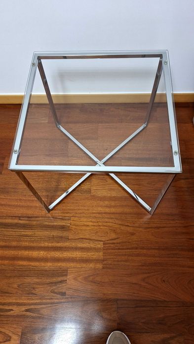 Mesa de centro vidro e inox