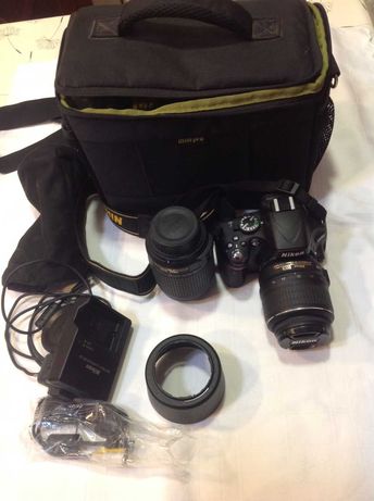 Máquina fotográfica Nikon D5100/610E completa e objectiva 55-200