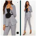 Stylowy czarno-biały garnitur M w kratkę PrettyLittleThings