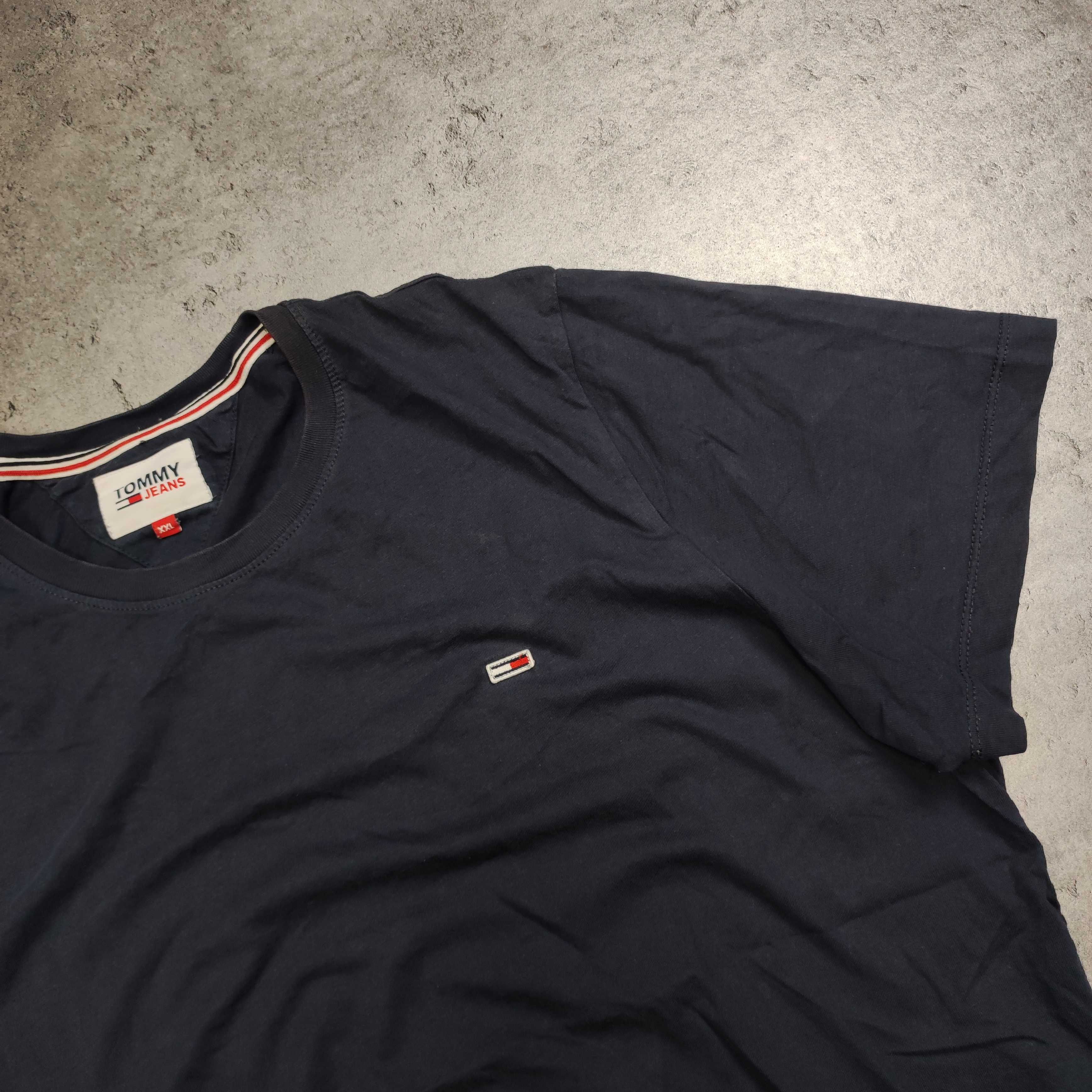 MĘSKA Koszulka Bawełna Casual Basic Granatowa Tommy Hilfiger Jeans