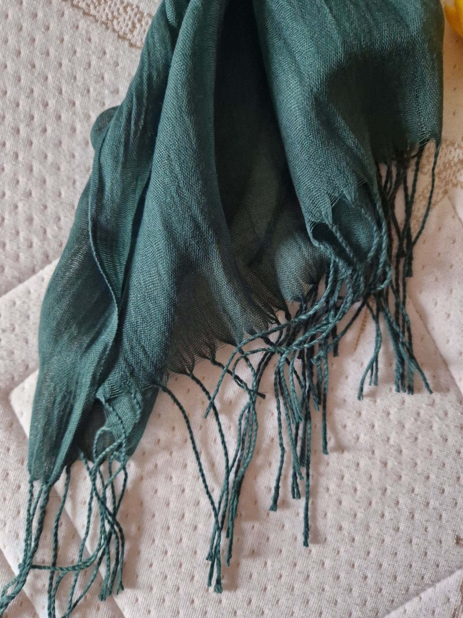 Ciemnozielony szalik Cashmere z frędzlami wiosenny nowy klasyczny modn
