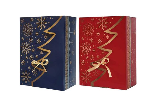 Pudełko świąteczne prezentowe z choinką - 2 kolory - 35x25x15 cm