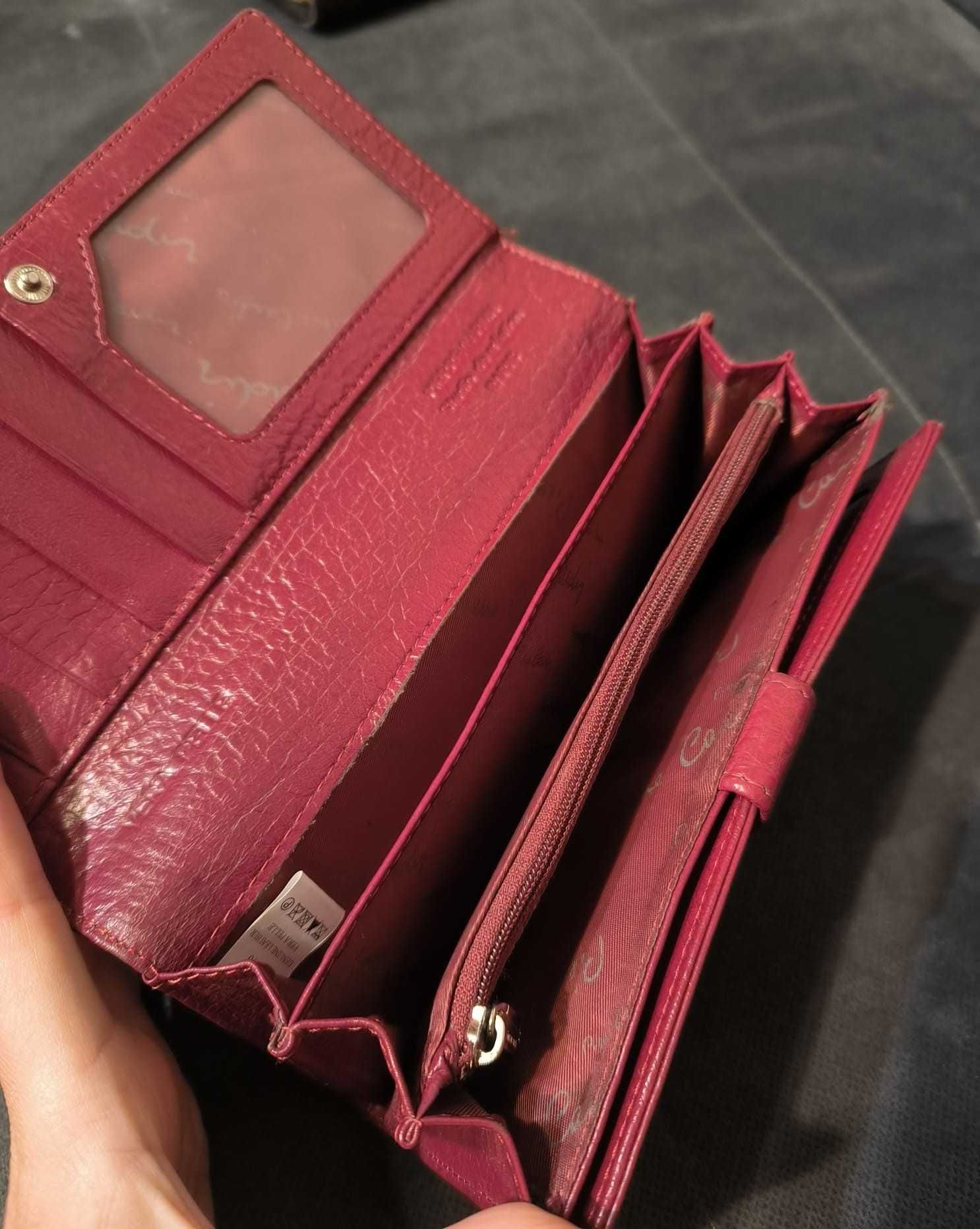 Duży czerwony portfel Pierre Cardin lakierowany