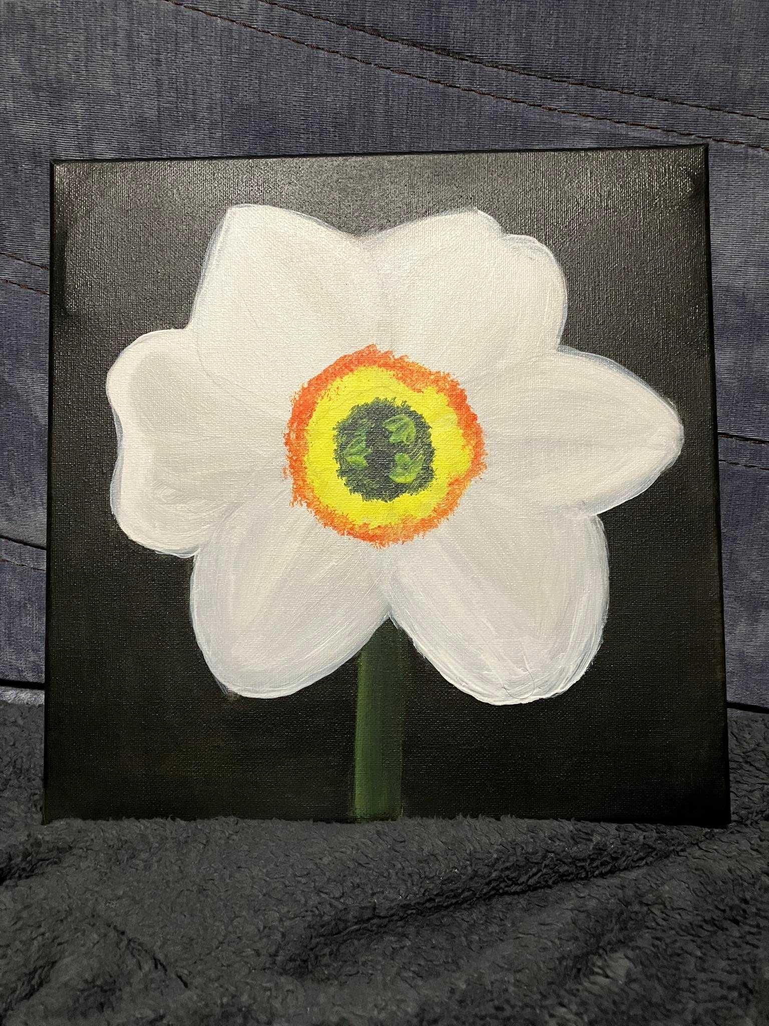 Obraz obrazek akrylowy akryl narcyz kwiat na prezent 30 x 30