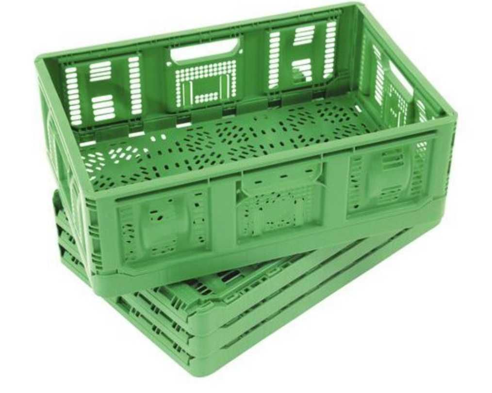 caixa plastico dobravel empilhavel verde