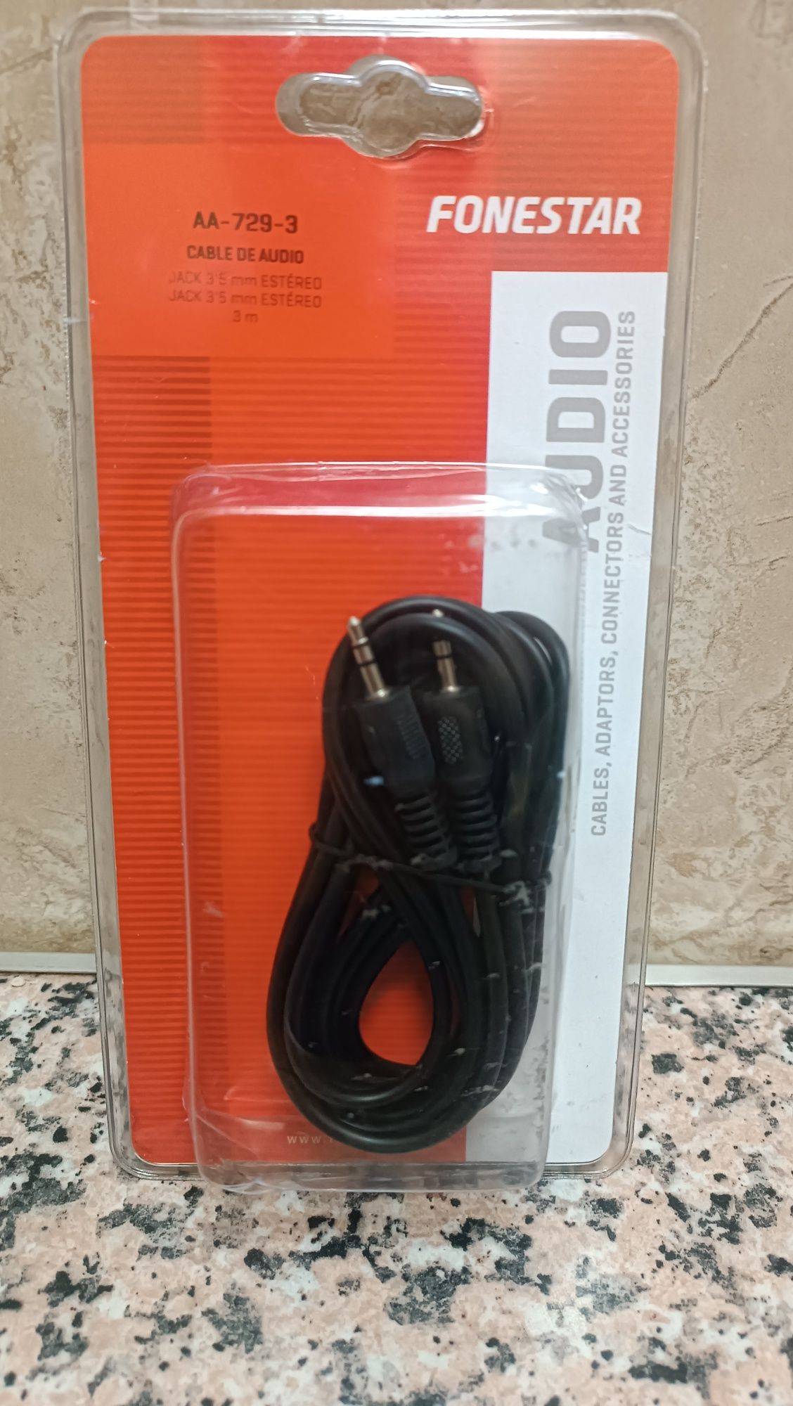 Cabo audio Jack 3,5 - Jack 3,5 3 metros ,Fonestar,novo embalado