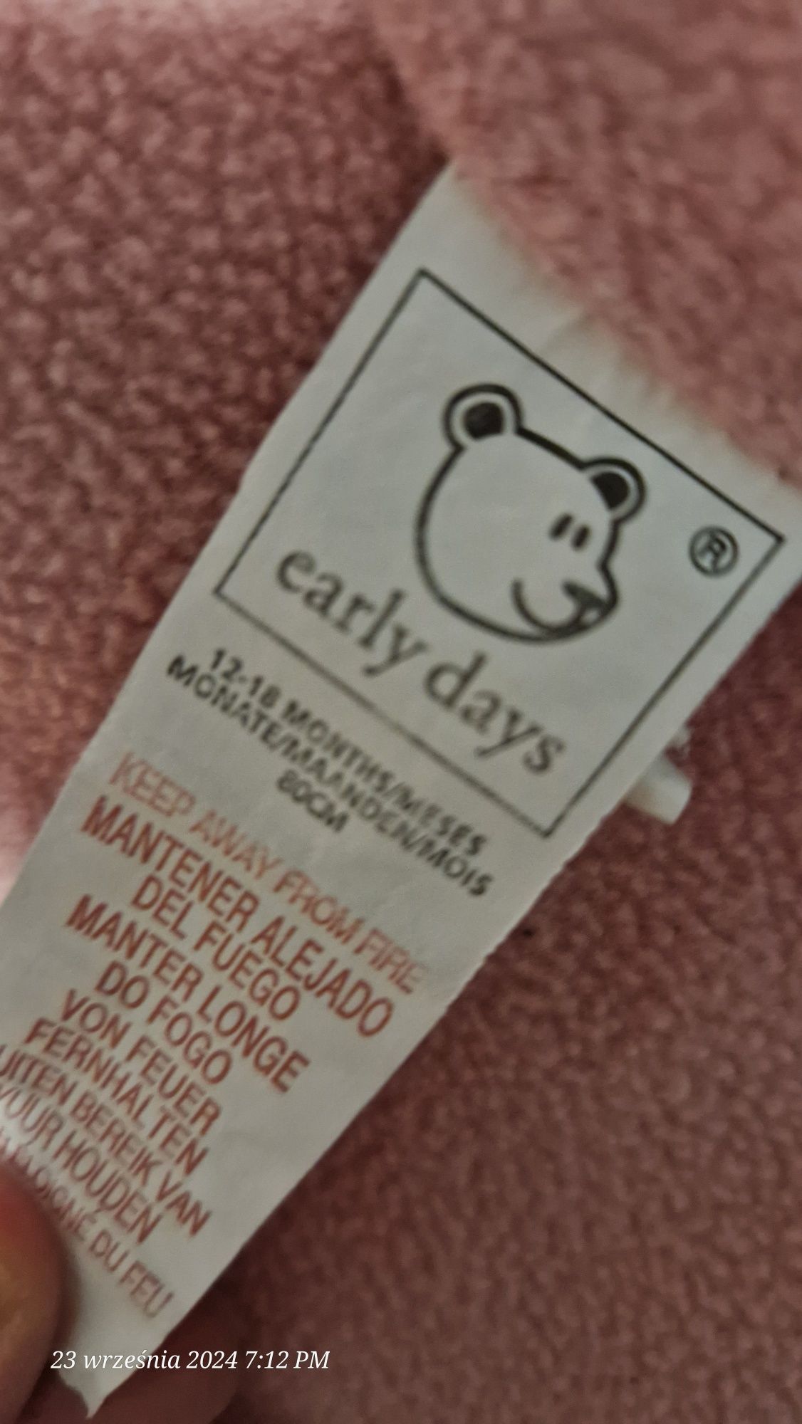 Kamizelka różowa na polarku Erly Deasy 12 do 18 mcy
