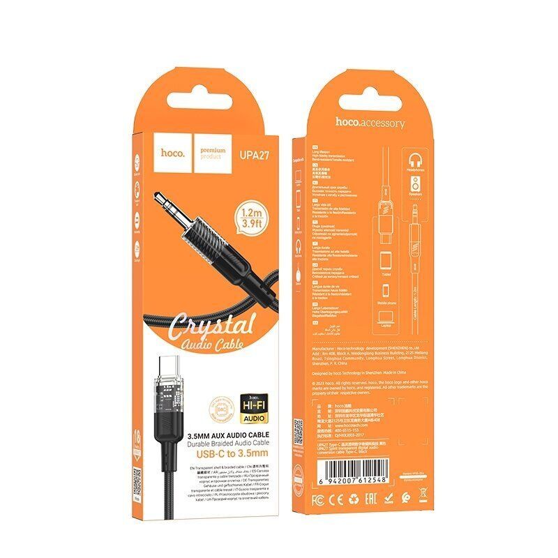 Аудіокабель Type-C to 3.5mm AUX Перехідник Hoco UPA27 1.2M