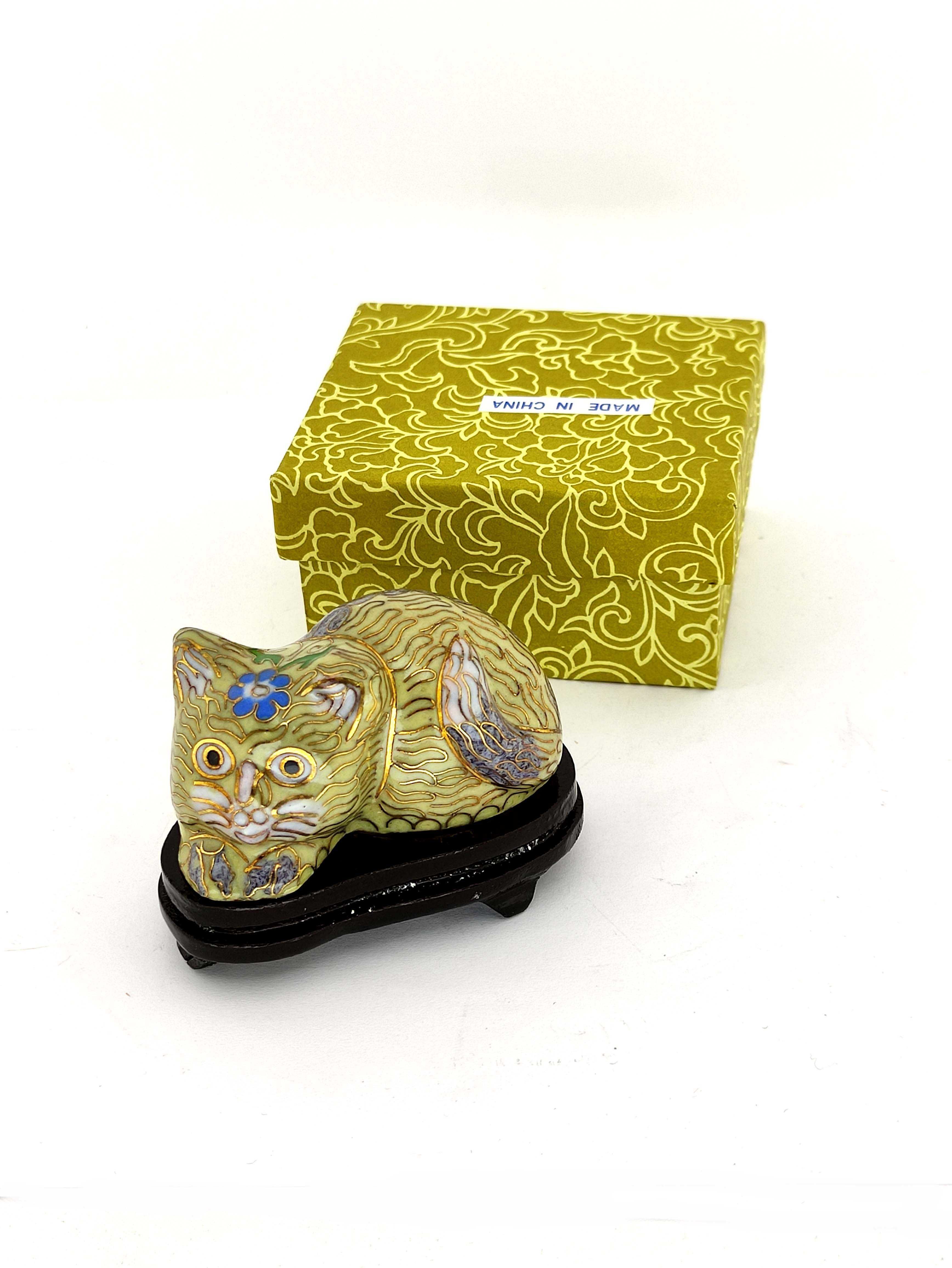 Gato em Porcelana Chinesa Cloisonné