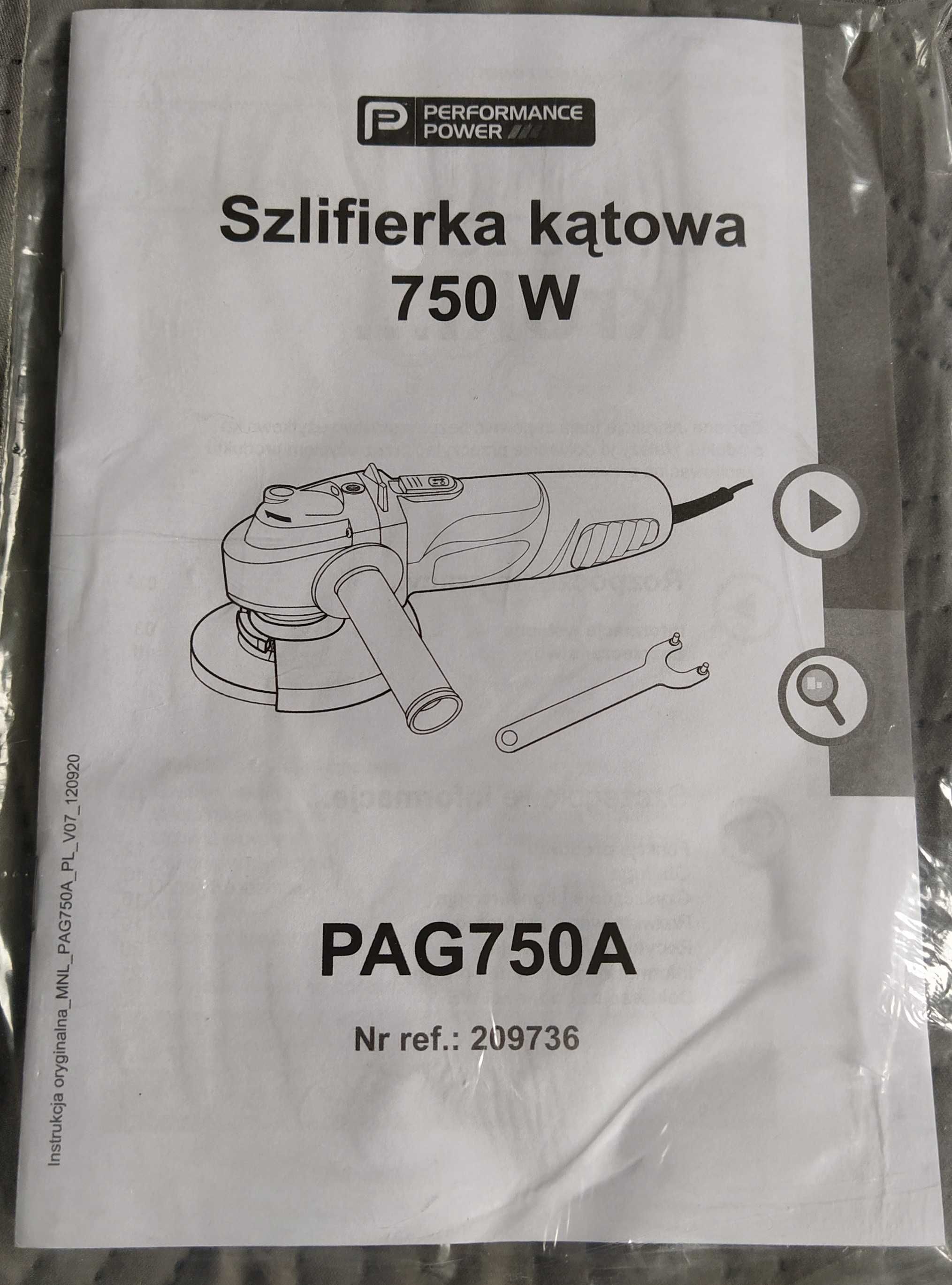 Szlifierka kątowa Performance power PAG750A Nowa