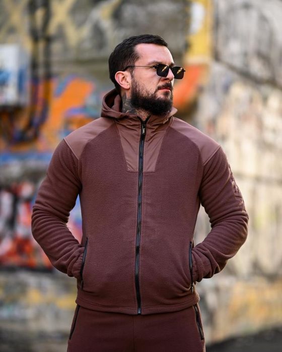 Для чоловіків на зиму флісовий спортивний костюм STATIX коричневий