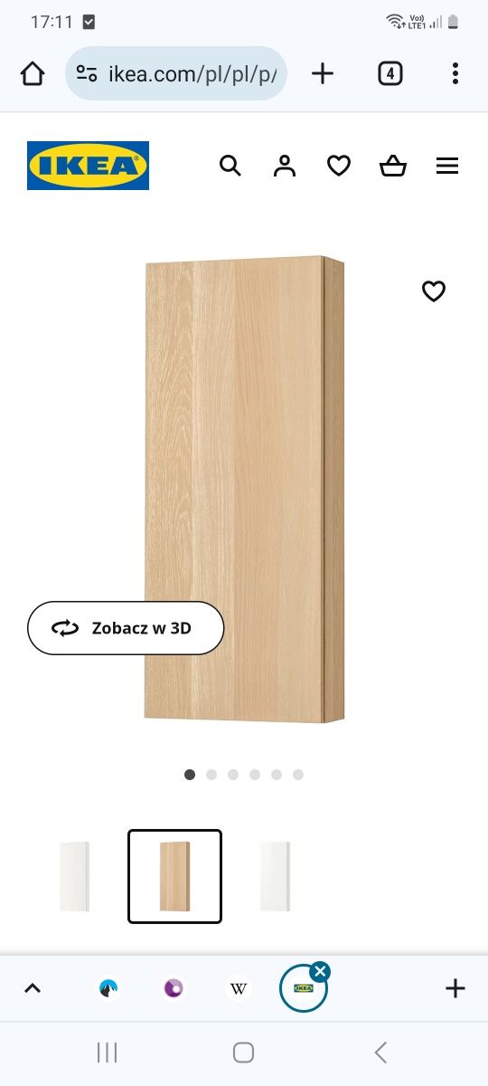 szafka łazienkowa Ikea 
Szafka ścienna z drzwiami, dąb bejcowany n