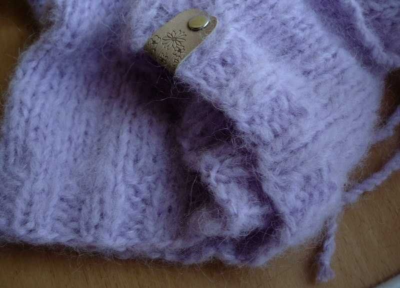 liliowy kaptur fluffy balaclava z alpaki