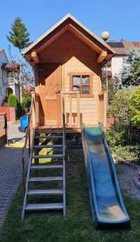 Drewniany domek dla dzieci do ogrodu - duży - ślizg 200 cm