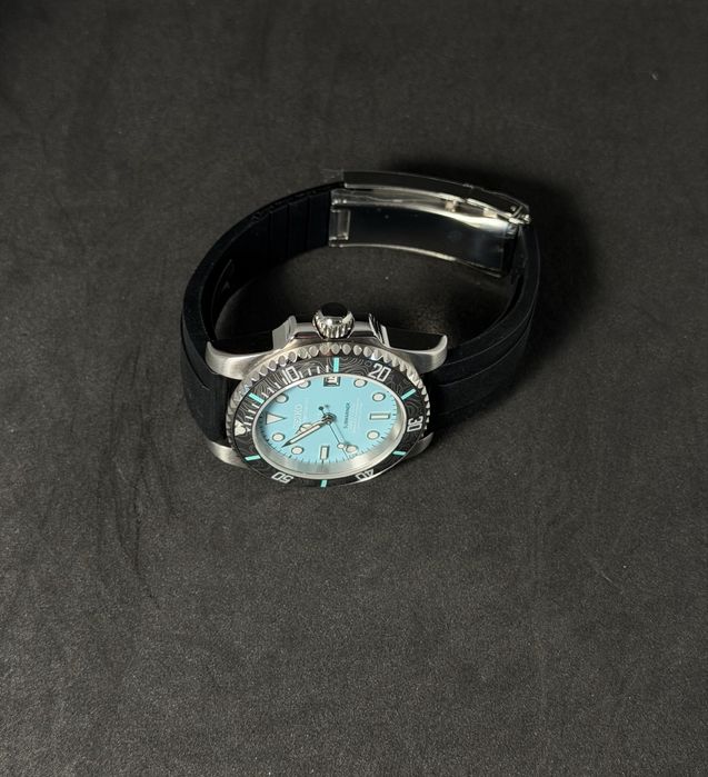 Relogio Automatico Seiko Mod Submariner Aquamarine Blue Tiffany